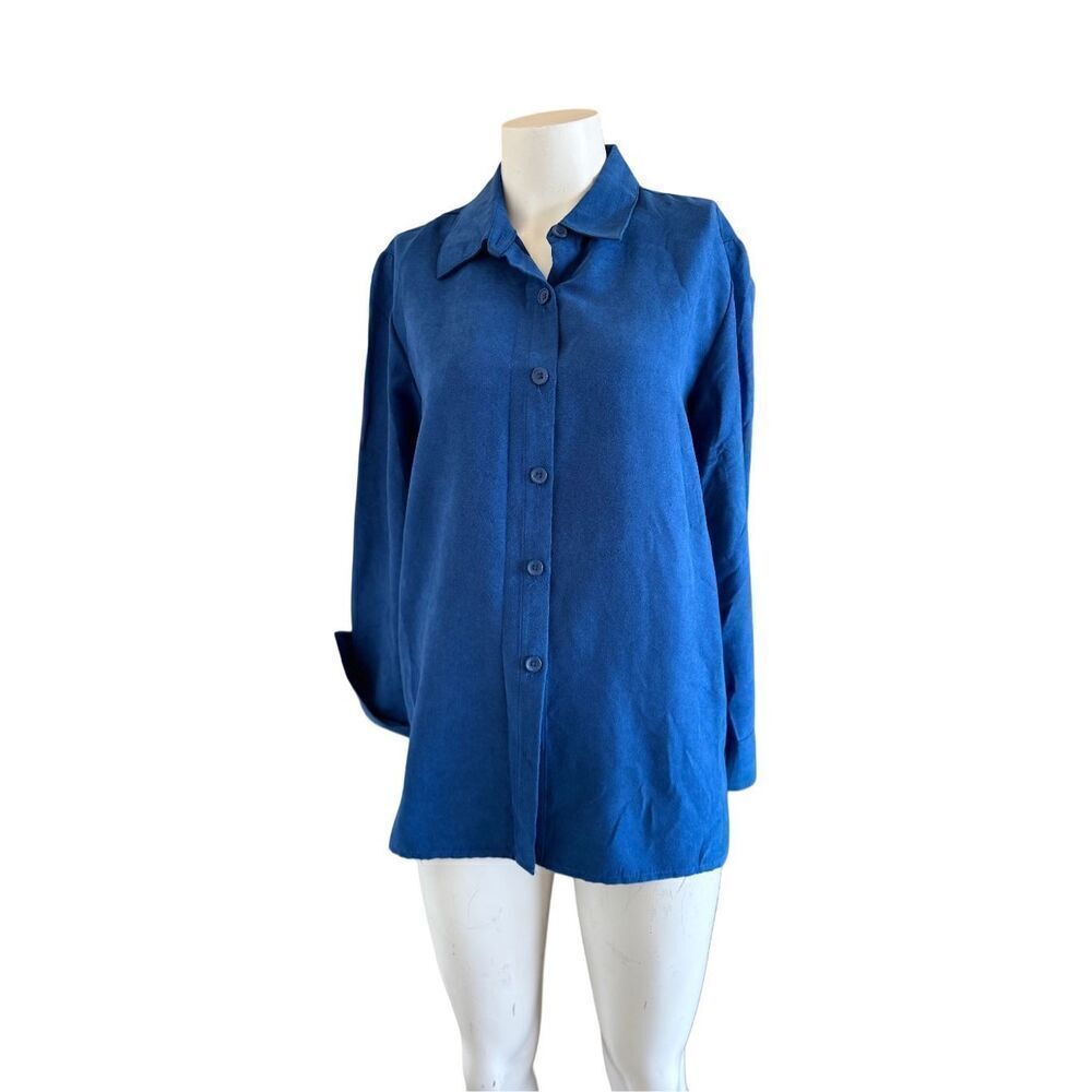 Studio works M blue suede button up vintage blouse women’s